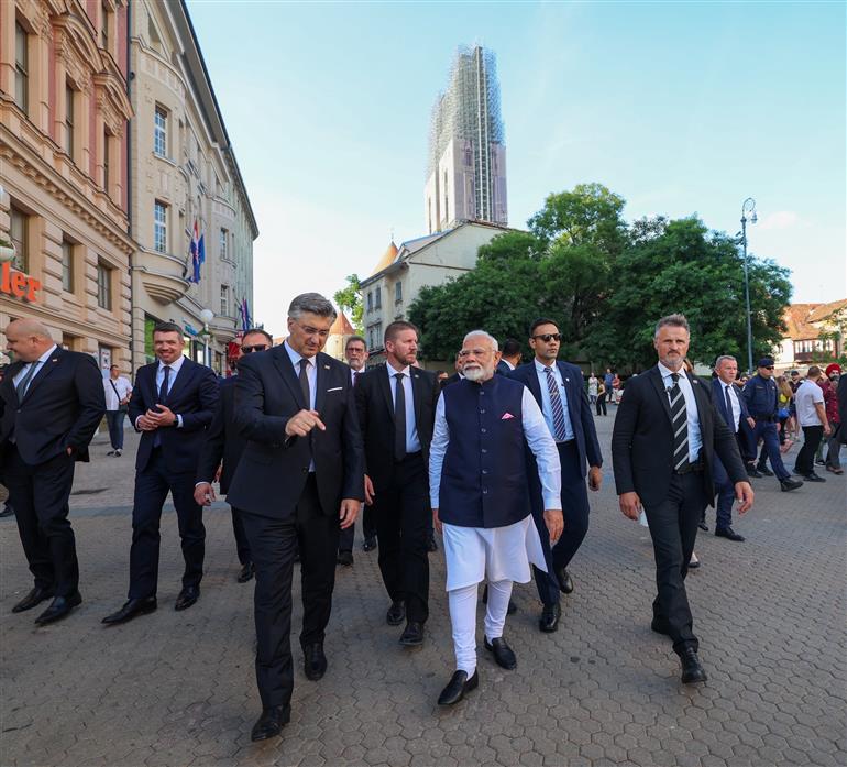 PM visit to Historic city centre with the Prime Minister of the Republic of Croatia, Mr. Andrej Plenkovic at Zagreb, in Croatia on June 18, 2025.:Prime Minister's Office PM visit to Historic city centre with the Prime Minister of the Republic of Croatia, Mr. Andrej Plenkovic at Zagreb, in Croatia on June 18, 2025.:Prime Minister
