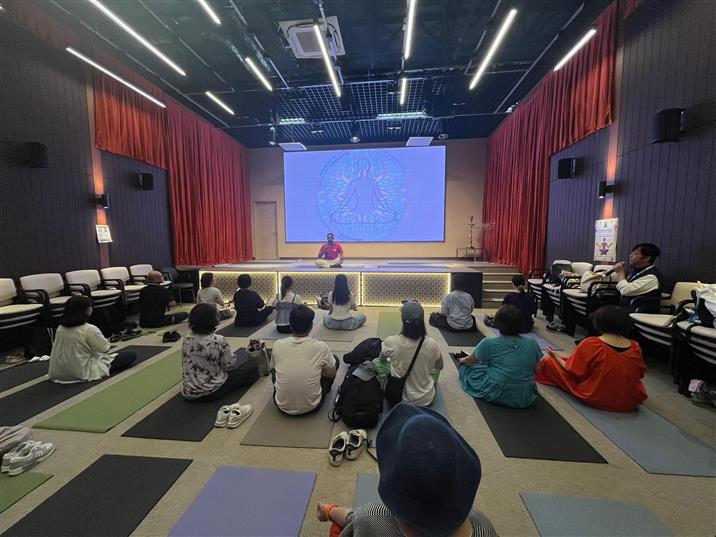 The day at Expo 2025 Osaka began with a refreshing morning yoga session, inviting visitors to embrace India’s timeless practice of wellness and inner balance in Osaka, Japan on June 19, 2025.:AYUSH