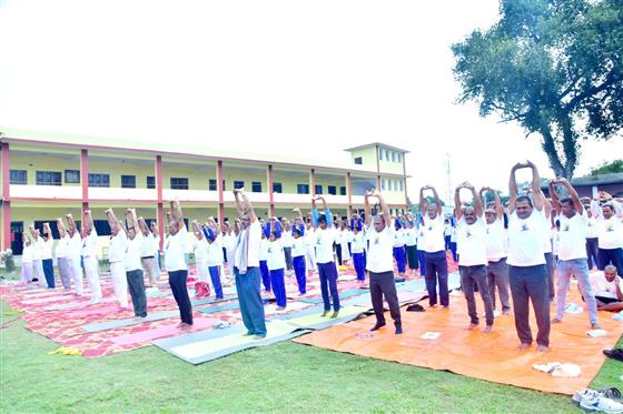 More than 450 participants including school students & teachers, members of district administration and civil society came together for a Yoga session reflecting the spirit of IDY 2025, Yoga For One Earth One Health, promoting balance, peace and well-being in Birgunj, Nepal on June 18, 2025.:AYUSH