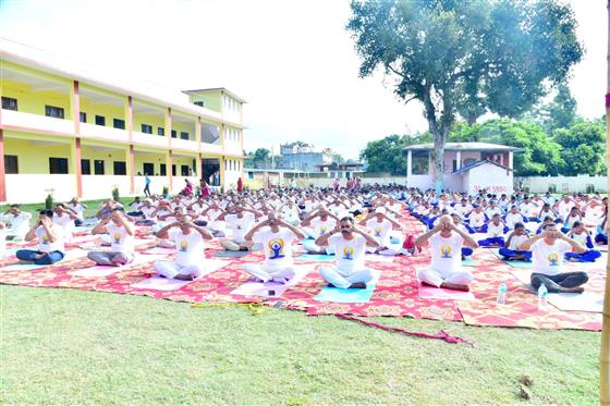 More than 450 participants including school students & teachers, members of district administration and civil society came together for a Yoga session reflecting the spirit of IDY 2025, Yoga For One Earth One Health, promoting balance, peace and well-being in Birgunj, Nepal on June 18, 2025.:AYUSH