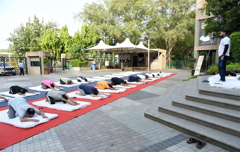 A unit of the National Council of Science Museums (NCSM) under the Ministry of Culture, celebrating the 11th International Day of Yoga (IDY) at National Science Centre (NSC), in New Delhi on June 21, 2025.:Ministry of Culture