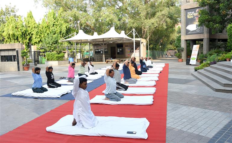 A unit of the National Council of Science Museums (NCSM) under the Ministry of Culture, celebrating the 11th International Day of Yoga (IDY) at National Science Centre (NSC), in New Delhi on June 21, 2025.:Ministry of Culture