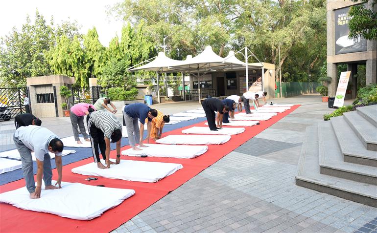 A unit of the National Council of Science Museums (NCSM) under the Ministry of Culture, celebrating the 11th International Day of Yoga (IDY) at National Science Centre (NSC), in New Delhi on June 21, 2025.:Ministry of Culture