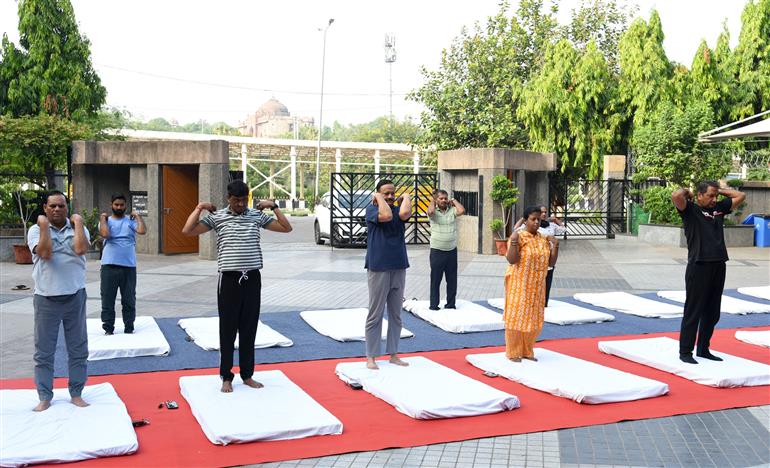 A unit of the National Council of Science Museums (NCSM) under the Ministry of Culture, celebrating the 11th International Day of Yoga (IDY) at National Science Centre (NSC), in New Delhi on June 21, 2025.:Ministry of Culture