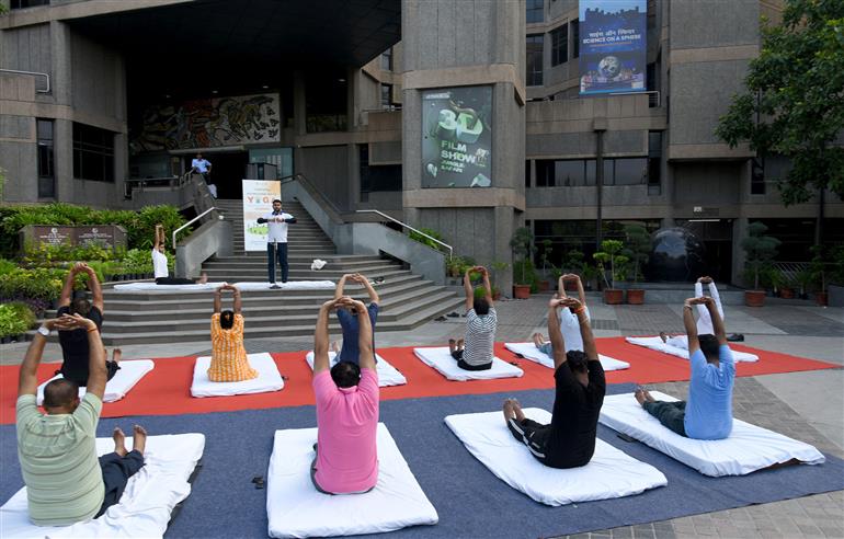 A unit of the National Council of Science Museums (NCSM) under the Ministry of Culture, celebrating the 11th International Day of Yoga (IDY) at National Science Centre (NSC), in New Delhi on June 21, 2025.:Ministry of Culture