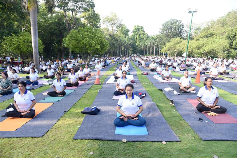 Glimpses of the 11th International Day of Yoga celebrations at Lodhi Garden, in New Delhi on June 21, 2025.:AYUSH