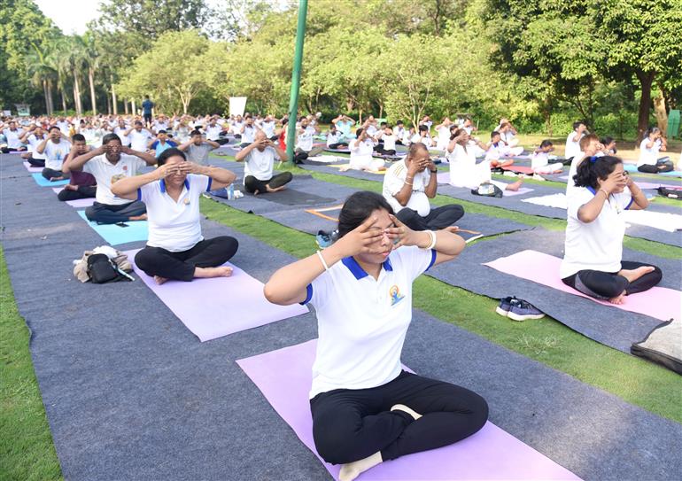 Glimpses of the 11th International Day of Yoga celebrations at Lodhi Garden, in New Delhi on June 21, 2025.:AYUSH