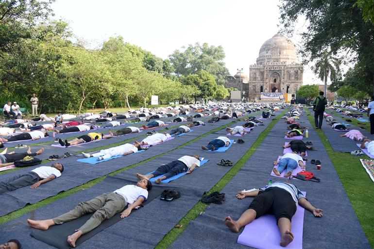 Glimpses of the 11th International Day of Yoga celebrations at Lodhi Garden, in New Delhi on June 21, 2025.:AYUSH