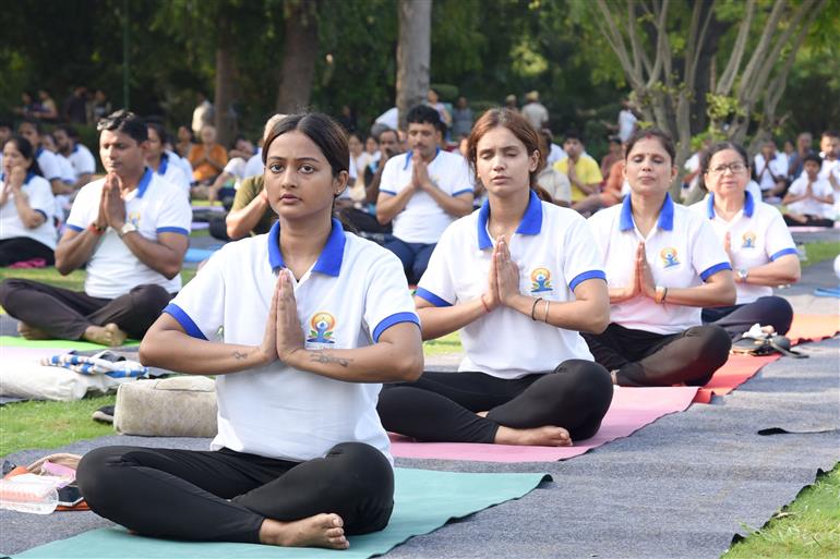 Glimpses of the 11th International Day of Yoga celebrations at Lodhi Garden, in New Delhi on June 21, 2025.:AYUSH