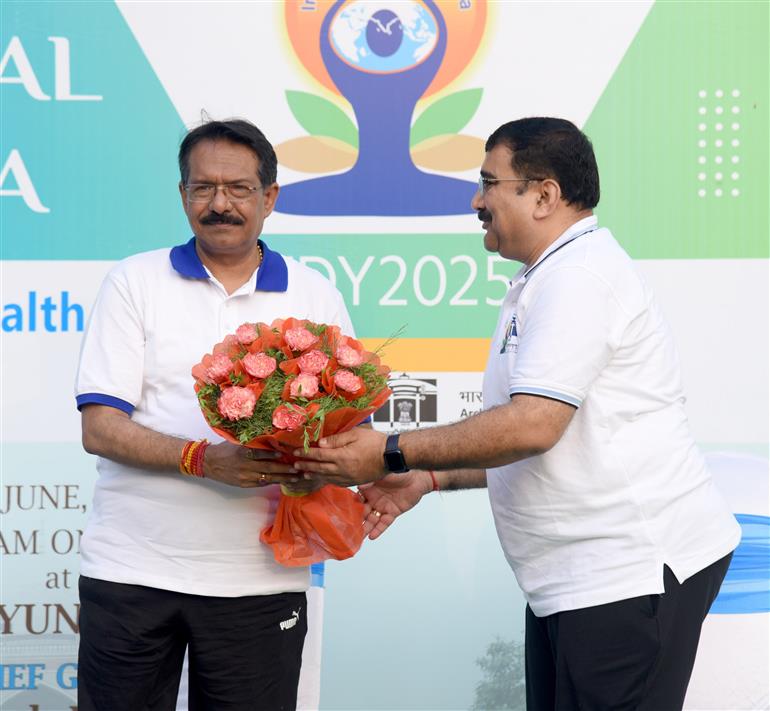 The Minister of State for Road Transport and Highways and Corporate Affairs, Shri Harsh Malhotra participated in the Celebration of the 11th International Day of Yoga (IDY) 2025 at Humayun Tomb, in New Delhi on June 21, 2025.:Ministry of Road Transport & Highways