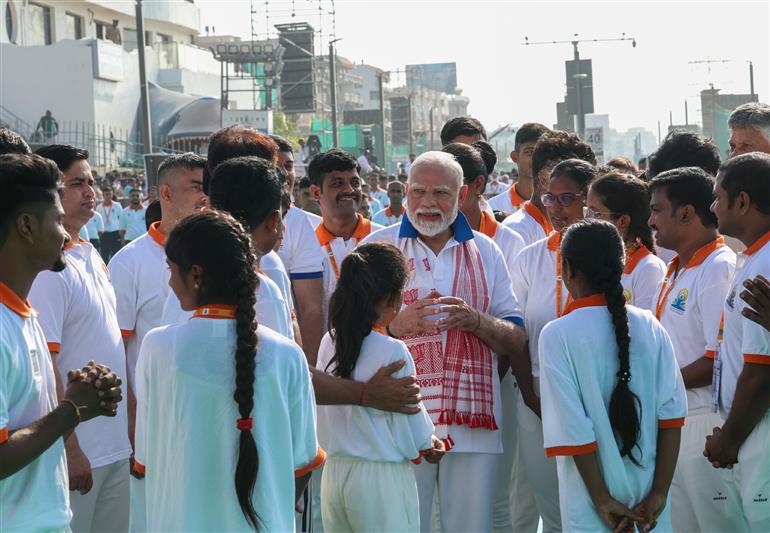 PM participated in the 11th International Day of Yoga celebrations at Visakhapatnam, in Andhra Pradesh on June 21, 2025.:Prime Minister