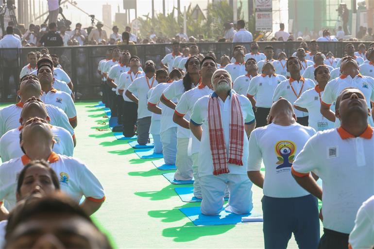 PM participated in the 11th International Day of Yoga celebrations at Visakhapatnam, in Andhra Pradesh on June 21, 2025.:Prime Minister