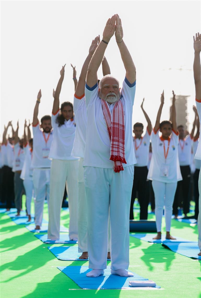 PM participated in the 11th International Day of Yoga celebrations at Visakhapatnam, in Andhra Pradesh on June 21, 2025.:Prime Minister