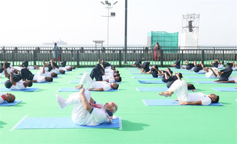 PM participated in the 11th International Day of Yoga celebrations at Visakhapatnam, in Andhra Pradesh on June 21, 2025.:Prime Minister