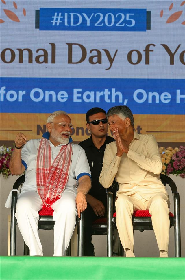PM participated in the 11th International Day of Yoga celebrations at Visakhapatnam, in Andhra Pradesh on June 21, 2025.:Prime Minister