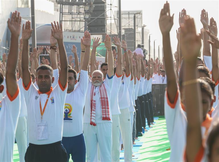 PM participated in the 11th International Day of Yoga celebrations at Visakhapatnam, in Andhra Pradesh on June 21, 2025.:Prime Minister