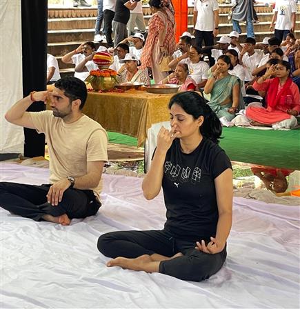 The Minister of State for Health and Family Welfare & Chemicals and Fertilizers, Smt. Anupriya Patel participated in the celebration of the 11th International Day of Yoga (IDY) 2025 at Assi Ghat, in Varanasi, Uttar Pradesh on June 21, 2025. :Ministry of Health and Family Welfare