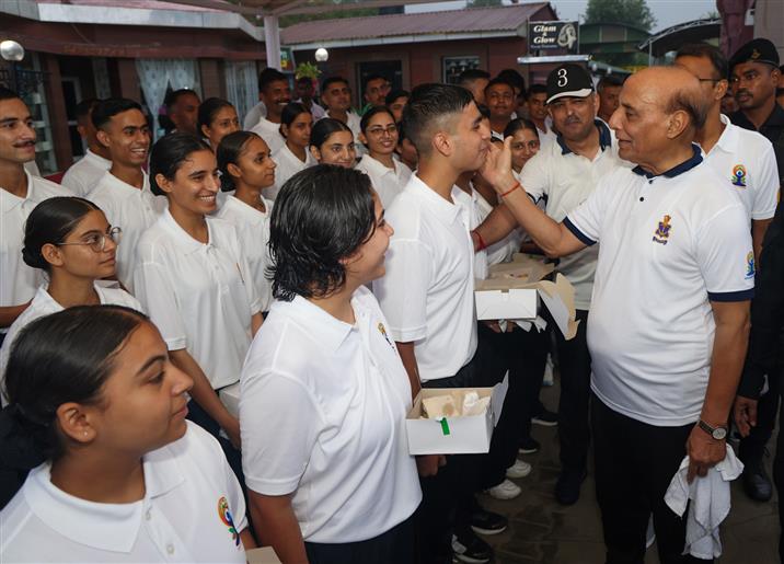 The Union Minister for Defence, Shri Rajnath Singh participated in the celebration of the 11th International Day of Yoga (IDY) 2025 at Northern Command, Udhampur, in Jammu & Kashmir on June 21, 2025. :Ministry of Defence