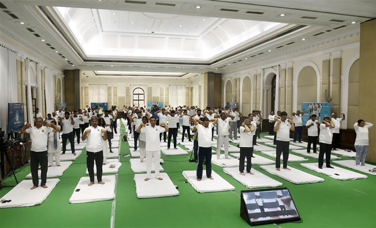 The Secretary, Department of Higher Education Dr. Vineet Joshi participated in the 11th International Day of Yoga celebrations, in New Delhi on June 21, 2025.:Ministry of Education