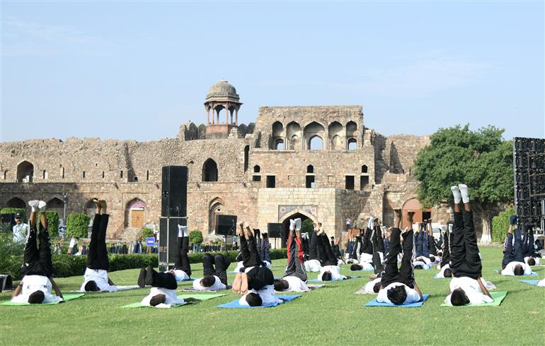 Glimpses of 11th International Yoga Day celebrations organised by Ministry of Culture at Purana Quila, in New Delhi on June 21, 2025.:Ministry of Culture