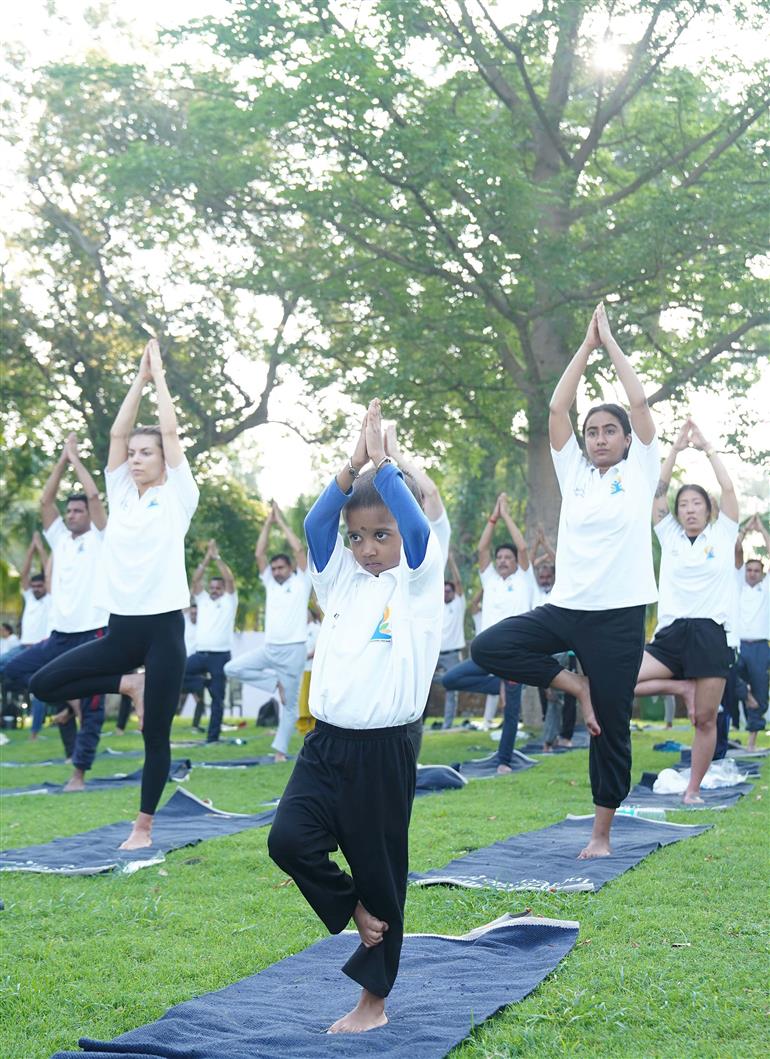 Glimpses of 11th International Yoga Day celebrations organised by Ministry of Tourism at Qutub Minar Complex, in Delhi on June 21, 2025.:Ministry of Tourism