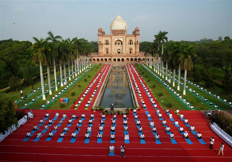 Glimpses of 11th International Day of Yoga celebrations at Safdarjung Tomb, in New Delhi on June 21, 2025.   :AYUSH