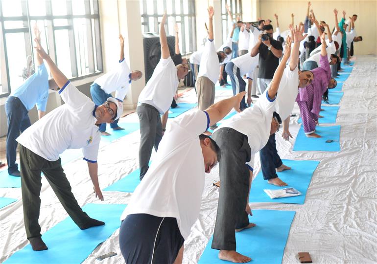 Glimpses of 11th International Yoga Day celebrations organised by Ministry of Information and Broadcasting at Soochna Bhawan, in New Delhi on June 21, 2025.

:Ministry of Information & Broadcasting