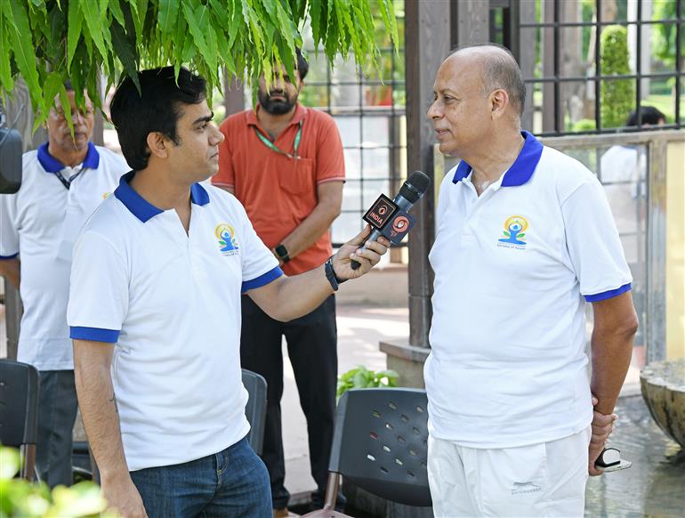The Chairman, UPSC, Dr. Ajay Kumar participates in 11th International Yoga Day celebrations at UPSC headquarter, in New Delhi on June 21, 2025.:UPSC