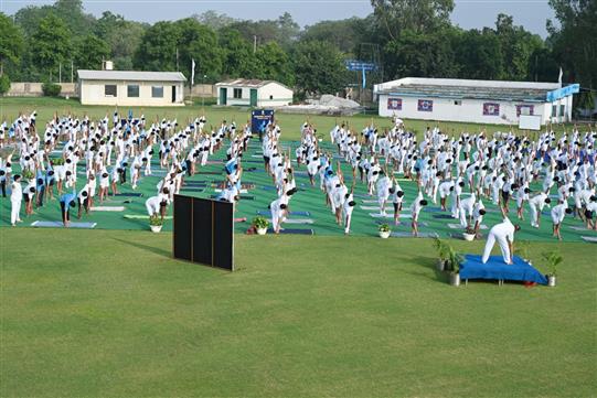 Glimpses of 11th International Yoga Day celebrations in Air Force Station Palam on June 21, 2025.:Ministry of Defence