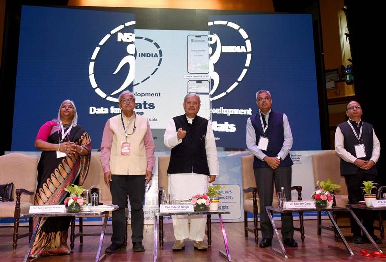 The Minister of State (Independent Charge) for Statistics & Programme Implementation, Planning (Independent Charge) and Culture, Shri Rao Inderjit Singh graces the 19th Statistics Day celebration with the theme ‘75 years of National Sample Survey’, in New Delhi on June 29, 2025.