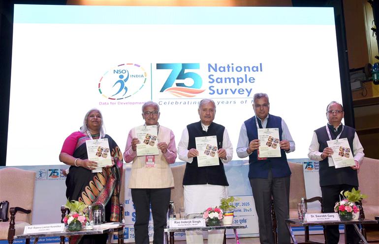 The Minister of State (Independent Charge) for Statistics & Programme Implementation, Planning (Independent Charge) and Culture, Shri Rao Inderjit Singh graces the 19th Statistics Day celebration with the theme ‘75 years of National Sample Survey’, in New Delhi on June 29, 2025.