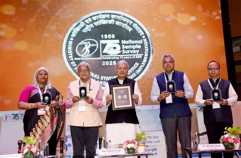 The Minister of State (Independent Charge) for Statistics & Programme Implementation, Planning (Independent Charge) and Culture, Shri Rao Inderjit Singh graces the 19th Statistics Day celebration with the theme ‘75 years of National Sample Survey’, in New Delhi on June 29, 2025.