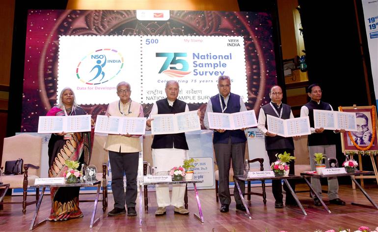 The Minister of State (Independent Charge) for Statistics & Programme Implementation, Planning (Independent Charge) and Culture, Shri Rao Inderjit Singh graces the 19th Statistics Day celebration with the theme ‘75 years of National Sample Survey’, in New Delhi on June 29, 2025.