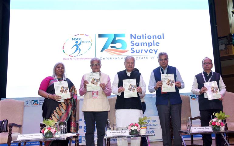The Minister of State (Independent Charge) for Statistics & Programme Implementation, Planning (Independent Charge) and Culture, Shri Rao Inderjit Singh graces the 19th Statistics Day celebration with the theme ‘75 years of National Sample Survey’, in New Delhi on June 29, 2025.