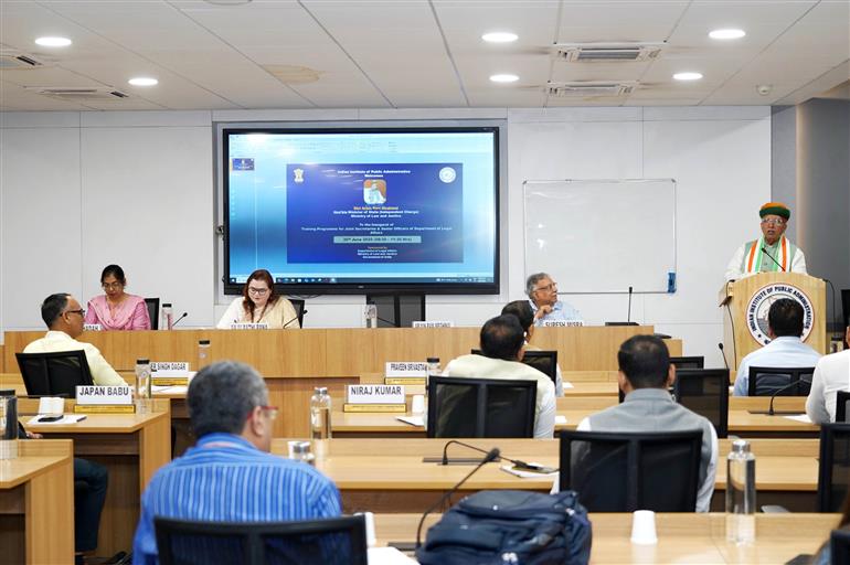 The Minister of State (Independent Charge) for Law and Justice & Parliamentary Affairs, Shri Arjun Ram Meghwal addressing the Inaugural Session of the Training Programme for Joint Secretaries & Senior Officers of Department of Legal Affairs at Indian Institute of Public Administration (IIPA), in New Delhi on June 30, 2025.