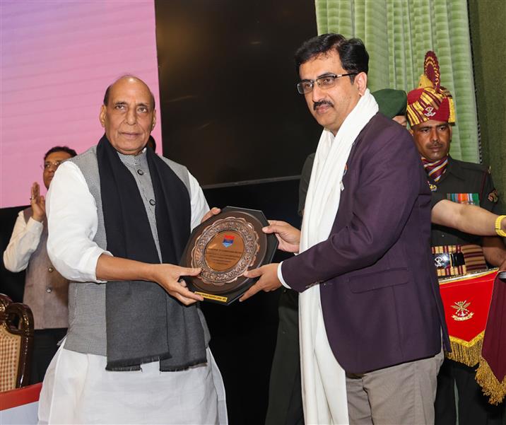 The Union Minister for Defence, Shri Rajnath Singh attends the Armed Forces Flag Day Corporate Social Responsibility (AFFD CSR) Conclave, in New Delhi on March 03, 2025.