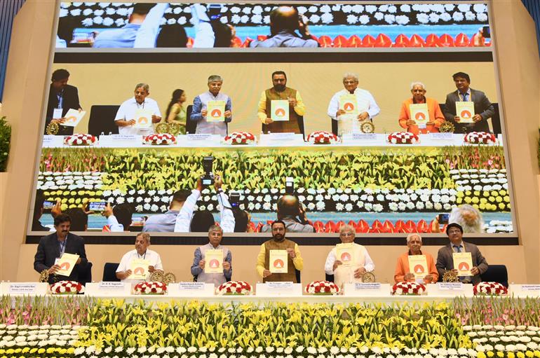 The Minister of State (Independent Charge) for Ayush and Health and Family Welfare, Shri Prataprao Jadhav at the inauguration of Yoga Mahotsav-2025 organized by Morarji Desai National Institute of Yoga at Vigyan Bhawan, in New Delhi on March 13, 2025.:AYUSH