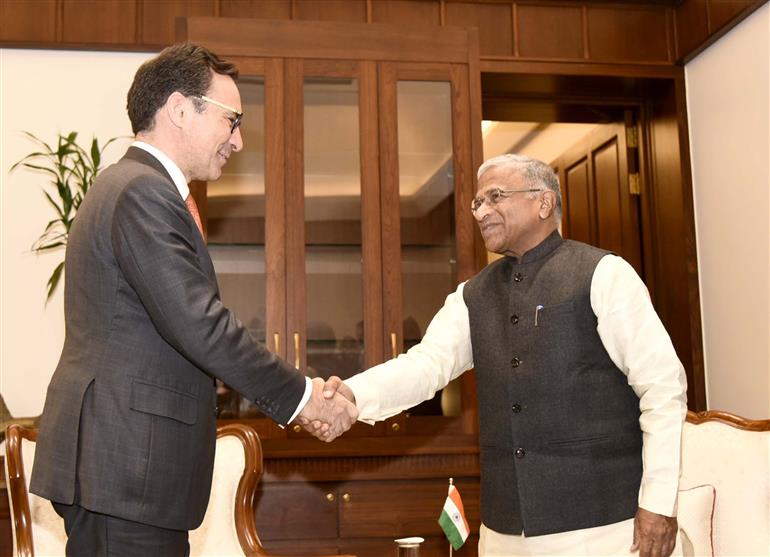 The Deputy Chairman of Rajya Sabha, Shri Harivansh meeting with Portugal’s Parliamentary delegation led by Mr. Marcos Perestrello - Vice President of the Assembly of Portugal at Parliament House, in New Delhi on March 17, 2025.