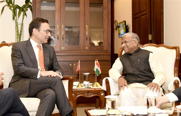 The Deputy Chairman of Rajya Sabha, Shri Harivansh meeting with Portugal’s Parliamentary delegation led by Mr. Marcos Perestrello - Vice President of the Assembly of Portugal at Parliament House, in New Delhi on March 17, 2025.