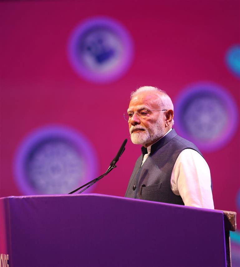 PM addressing at the inauguration of the World Audio Visual and Entertainment Summit 2025 in Mumbai, Maharashtra on May 01, 2025.
