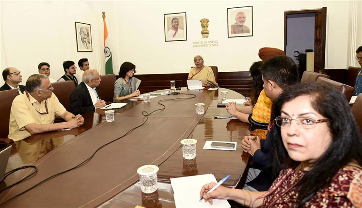 The Union Minister for Finance and Corporate Affairs, Smt. Nirmala Sitharaman addressing the Virtual inauguration of Corporate Bhawan including PM Internship Scheme (PMIS) Facilitation Centre in Kolkata (West Bengal) at MoF office, in New Delhi on May 01, 2025.