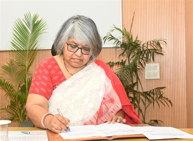 A 1989-batch Indian Administrative Service (IAS) officer of the Bihar cadre, Ms. Sujata Chaturvedi sworn in as a member of the Union Public Service Commission, in New Delhi on May 01, 2025.