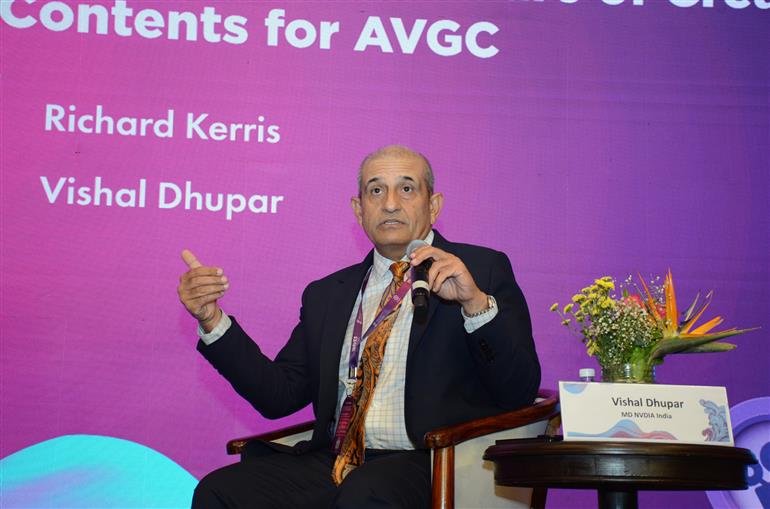 Shri Vishal Dhupar, MD, NVIDIA elaborate about the role of AI in the future of content creation at Mumbai, in Maharashtra on May 01, 2025.:Ministry of Information & Broadcasting