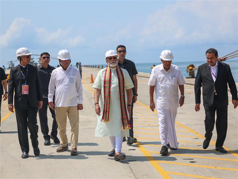 PM dedicates to the Nation Vizhinjam International Seaport in Thiruvananthapuram, Kerala on May 02, 2025.