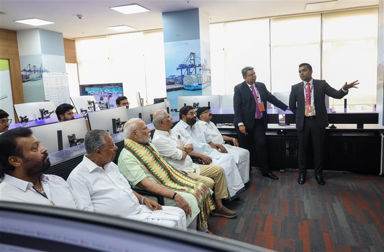 PM dedicates to the Nation Vizhinjam International Seaport in Thiruvananthapuram, Kerala on May 02, 2025.