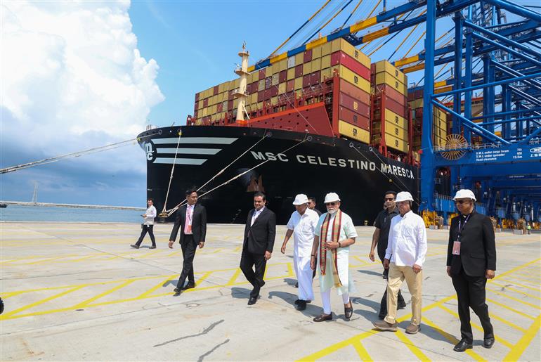 PM dedicates to the Nation Vizhinjam International Seaport in Thiruvananthapuram, Kerala on May 02, 2025.