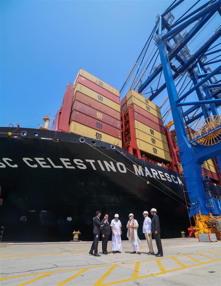 PM dedicates to the Nation Vizhinjam International Seaport in Thiruvananthapuram, Kerala on May 02, 2025.