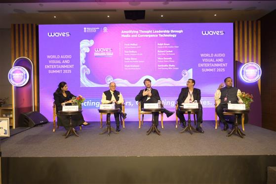 Ralph Simon, Richard Cockett, Vince Gerardis, Sambratha Shetty, Tobby Simon, Tom Graham & Vivek Krishnani at Mumbai, in Maharashtra on May 02, 2025.:Ministry of Information & Broadcasting