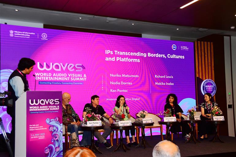 IPs Transcending borders, cultures and platforms (aerial shot) at WAVES-2025, in Mumbai, Maharashtra on May 02, 2025.:Ministry of Information & Broadcasting