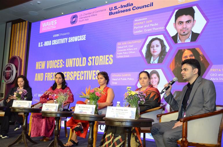 Ananay Jain, Subi Chaturvedi, Uthara Ganesh, Pallavi Gurjar at WAVES-2025, in Mumbai, Maharashtra on May 02, 2025.:Ministry of Information & Broadcasting